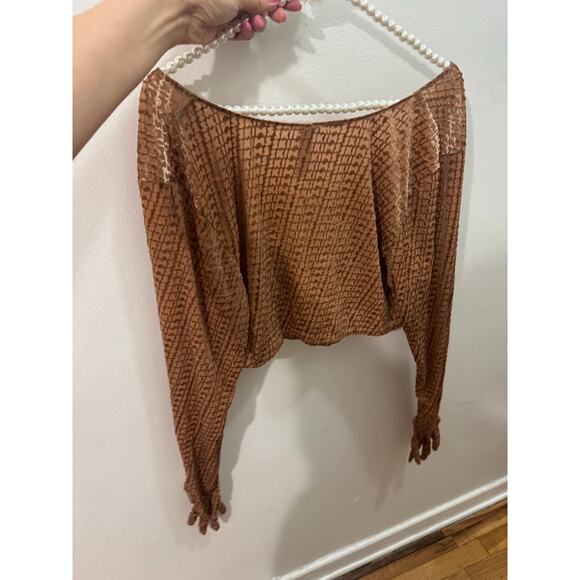 SKIMS Size 4X Velvet Burnout Logo Glove Crop Top Copper BR-TOP-0935 NWT - Picture 6 of 10
